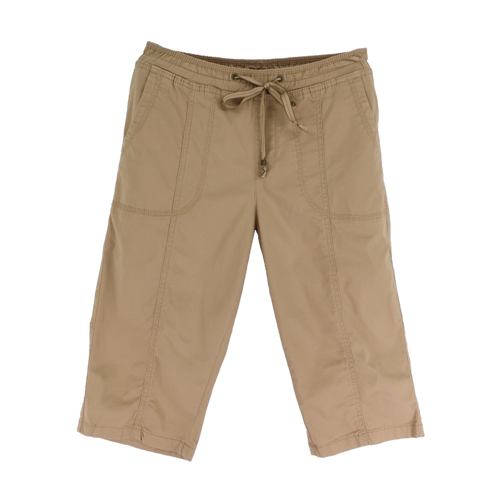 Lee Capri Pants Relaxed Fit Mid Rise Womens Sz 6 Brown Drawstring Stretch Waist